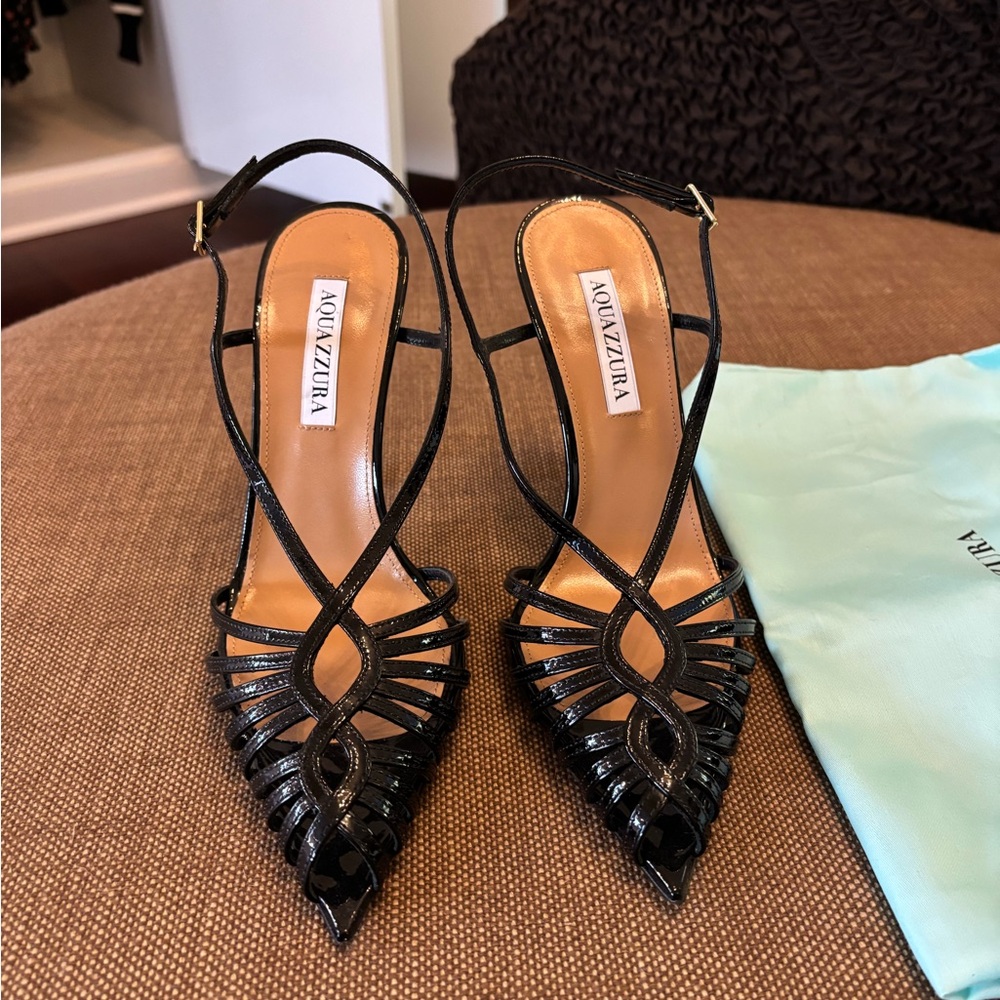 Aquazzura Black Strappy Heels